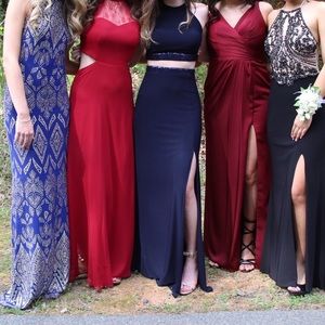 Navy Two-Piece Prom Dress